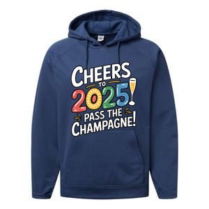 2025 Funny New Year Champagne Celebration! Cheers 2025 Cool Gift Performance Fleece Hoodie