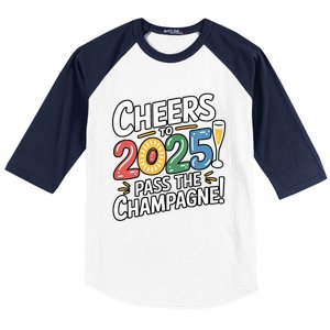 2025 Funny New Year Champagne Celebration! Cheers 2025 Cool Gift Baseball Sleeve Shirt