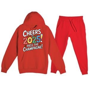 2025 Funny New Year Champagne Celebration! Cheers 2025 Cool Gift Premium Hooded Sweatsuit Set