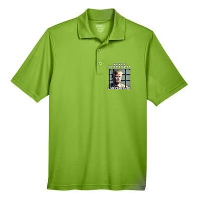 2 Finger Never Surrender Save America Legend Trump Mug Shot Men's Origin Performance Pique Polo