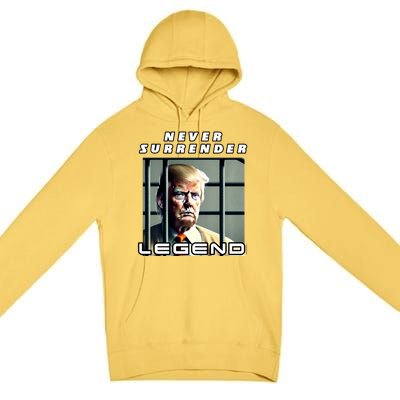 2 Finger Never Surrender Save America Legend Trump Mug Shot Premium Pullover Hoodie