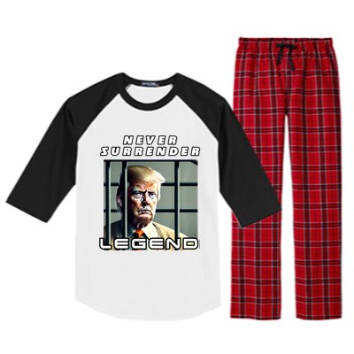 2 Finger Never Surrender Save America Legend Trump Mug Shot Raglan Sleeve Pajama Set