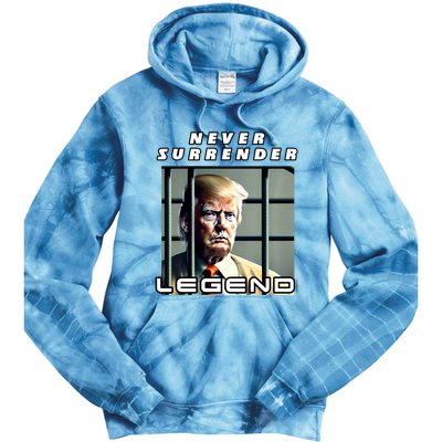 2 Finger Never Surrender Save America Legend Trump Mug Shot Tie Dye Hoodie