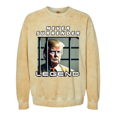 2 Finger Never Surrender Save America Legend Trump Mug Shot Colorblast Crewneck Sweatshirt