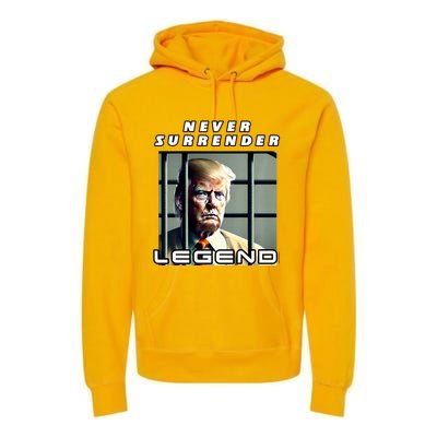 2 Finger Never Surrender Save America Legend Trump Mug Shot Premium Hoodie