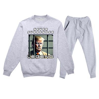 2 Finger Never Surrender Save America Legend Trump Mug Shot Premium Crewneck Sweatsuit Set