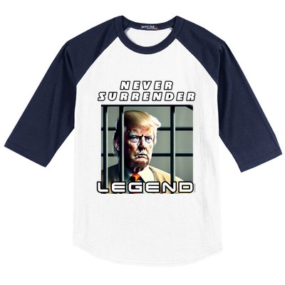 2 Finger Never Surrender Save America Legend Trump Mug Shot Baseball Sleeve Shirt