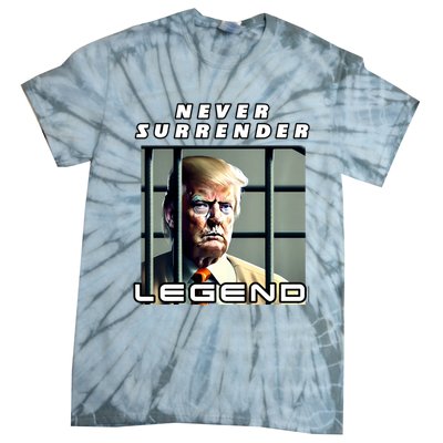 2 Finger Never Surrender Save America Legend Trump Mug Shot Tie-Dye T-Shirt