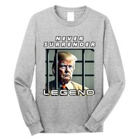 2 Finger Never Surrender Save America Legend Trump Mug Shot Long Sleeve Shirt