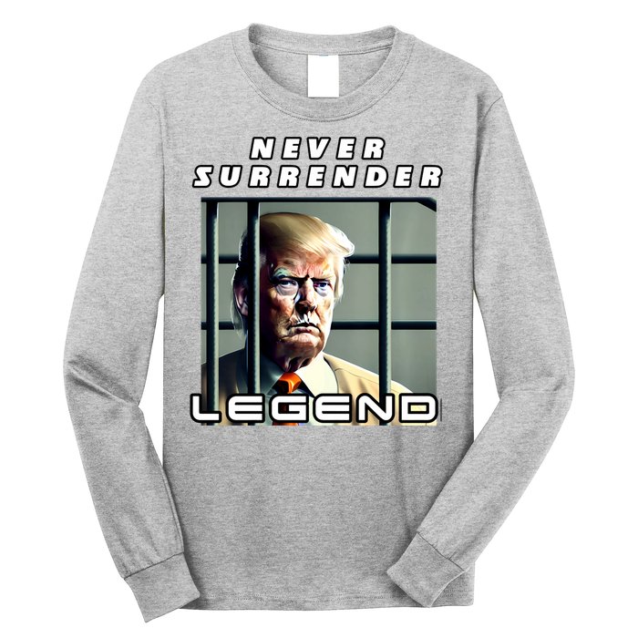 2 Finger Never Surrender Save America Legend Trump Mug Shot Long Sleeve Shirt