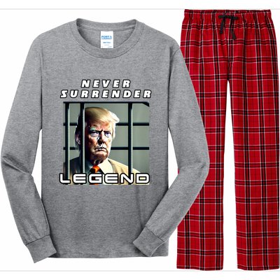 2 Finger Never Surrender Save America Legend Trump Mug Shot Long Sleeve Pajama Set