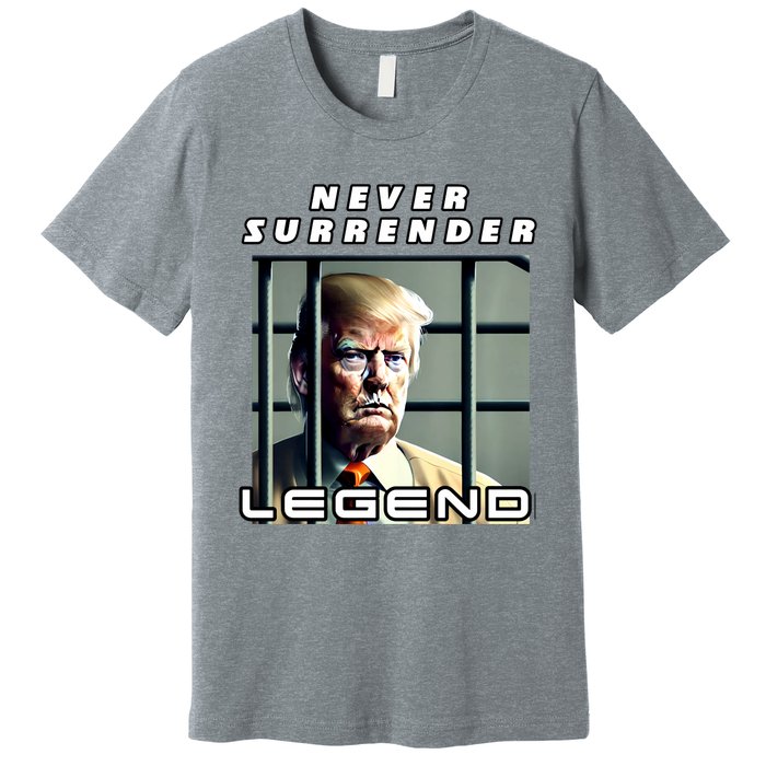 2 Finger Never Surrender Save America Legend Trump Mug Shot Premium T-Shirt