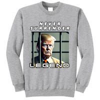 2 Finger Never Surrender Save America Legend Trump Mug Shot Tall Sweatshirt