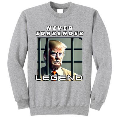 2 Finger Never Surrender Save America Legend Trump Mug Shot Tall Sweatshirt