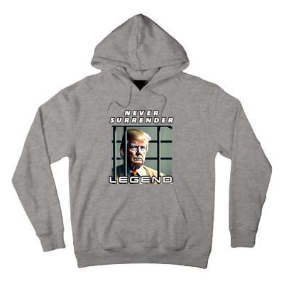 2 Finger Never Surrender Save America Legend Trump Mug Shot Tall Hoodie