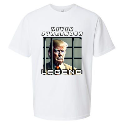 2 Finger Never Surrender Save America Legend Trump Mug Shot Sueded Cloud Jersey T-Shirt