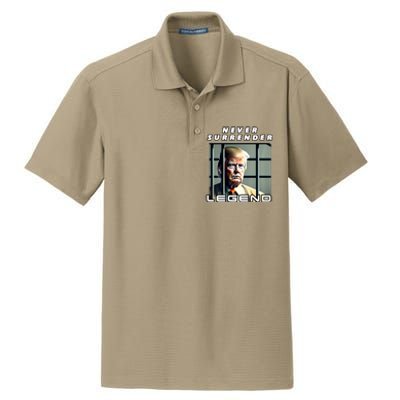 2 Finger Never Surrender Save America Legend Trump Mug Shot Dry Zone Grid Polo