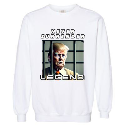 2 Finger Never Surrender Save America Legend Trump Mug Shot Garment-Dyed Sweatshirt