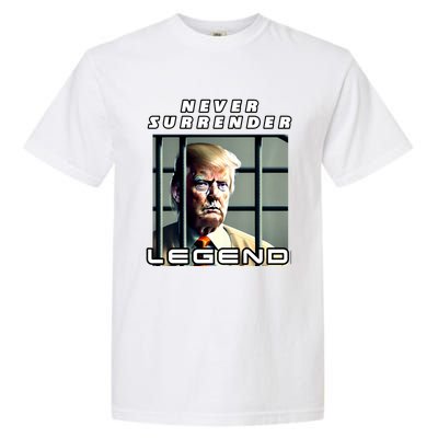 2 Finger Never Surrender Save America Legend Trump Mug Shot Garment-Dyed Heavyweight T-Shirt