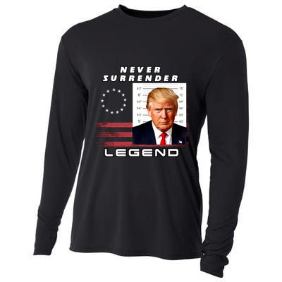 2 Finger Never Surrender Save America Legend Trump Mug Shot Gift Cooling Performance Long Sleeve Crew