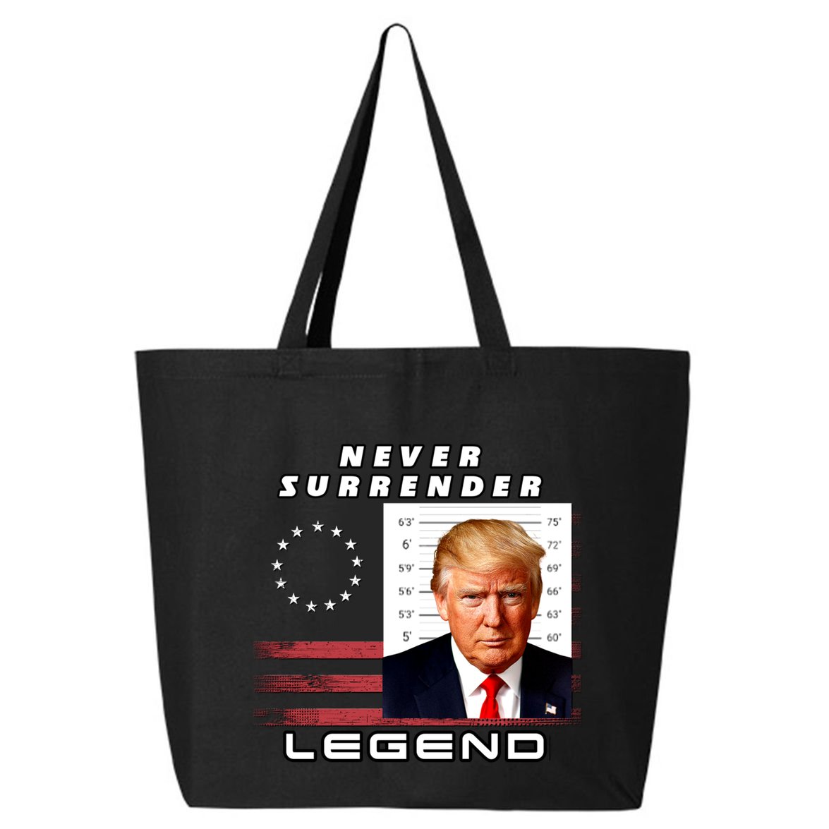 2 Finger Never Surrender Save America Legend Trump Mug Shot Gift 25L Jumbo Tote