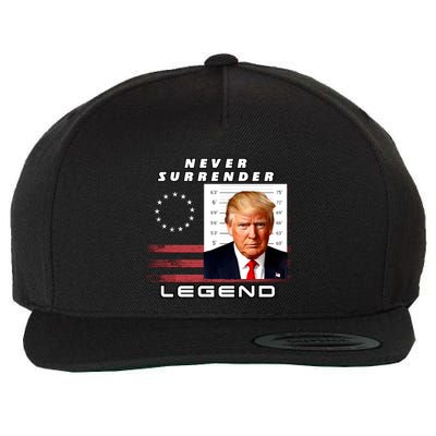 2 Finger Never Surrender Save America Legend Trump Mug Shot Gift Wool Snapback Cap