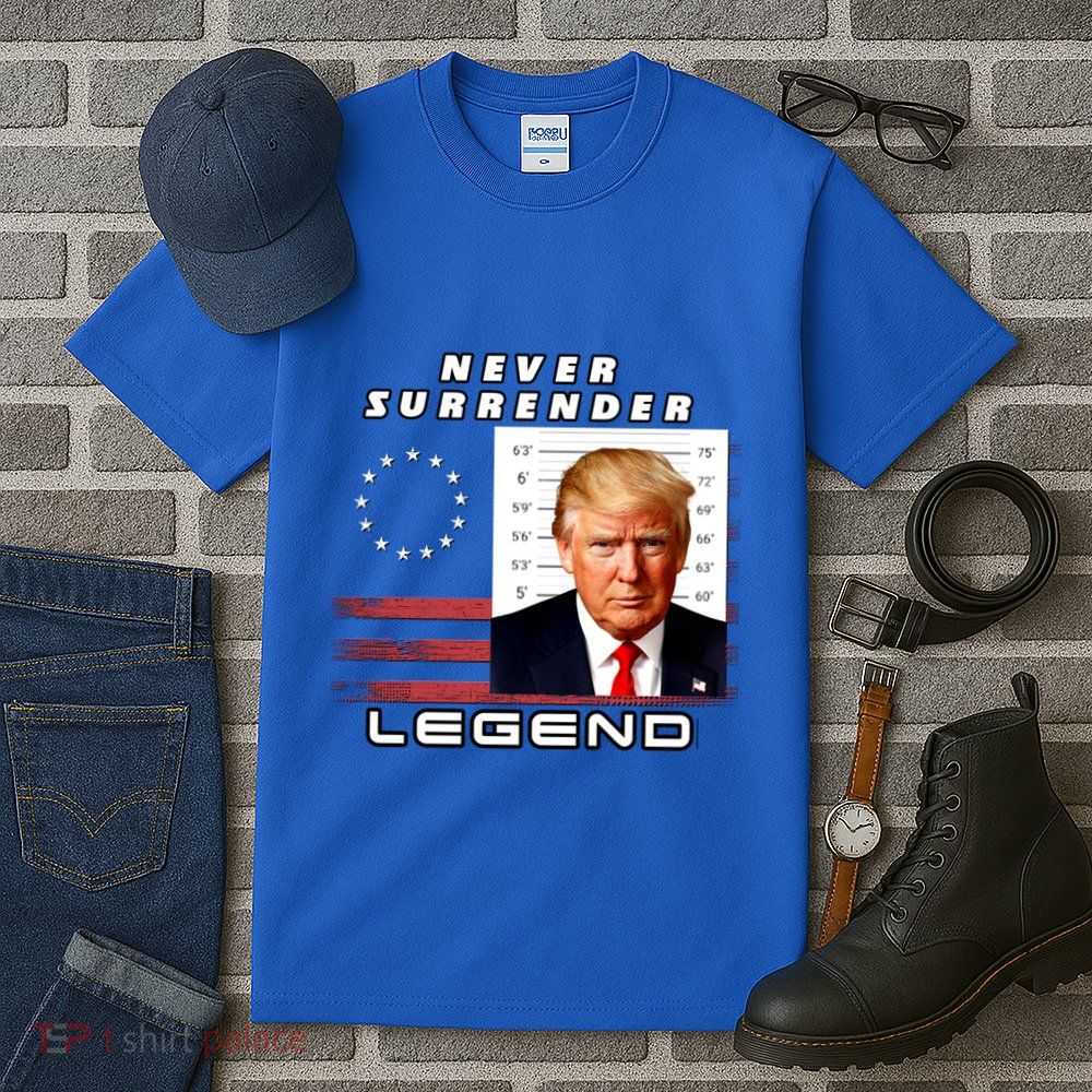 2 Finger Never Surrender Save America Legend Trump Mug Shot Gift Tall T-Shirt