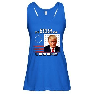 2 Finger Never Surrender Save America Legend Trump Mug Shot Gift Ladies Essential Flowy Tank