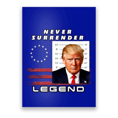2 Finger Never Surrender Save America Legend Trump Mug Shot Gift Poster