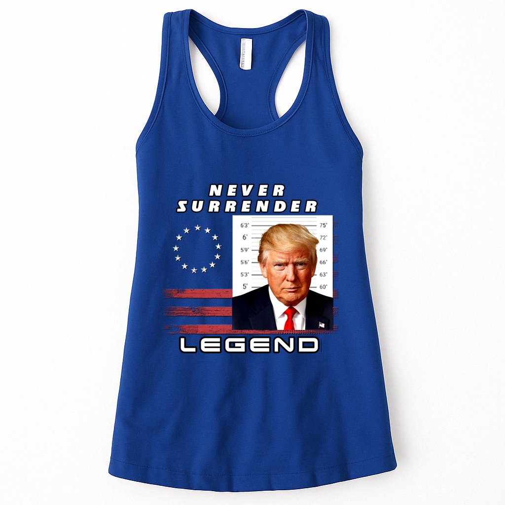 2 Finger Never Surrender Save America Legend Trump Mug Shot Gift Womens Tank Top