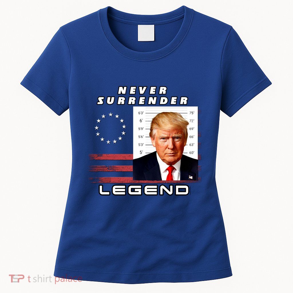 2 Finger Never Surrender Save America Legend Trump Mug Shot Gift Womens T-Shirt