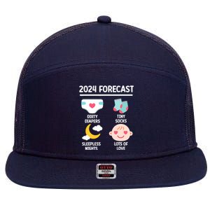 2024 Forecast Pregnant Baby Shower Gender Reveal Boy Girl 7 Panel Mesh Trucker Snapback Hat