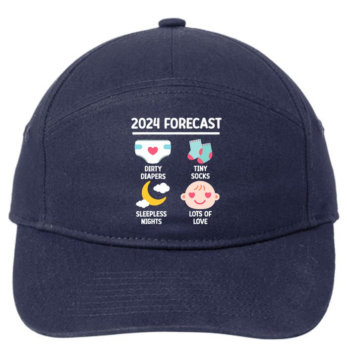 2024 Forecast Pregnant Baby Shower Gender Reveal Boy Girl 7-Panel Snapback Hat