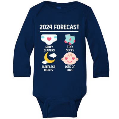 2024 Forecast Pregnant Baby Shower Gender Reveal Boy Girl Baby Long Sleeve Bodysuit