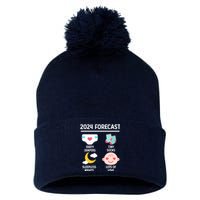 2024 Forecast Pregnant Baby Shower Gender Reveal Boy Girl Pom Pom 12in Knit Beanie