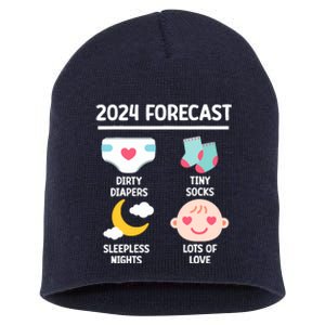 2024 Forecast Pregnant Baby Shower Gender Reveal Boy Girl Short Acrylic Beanie