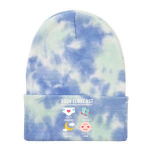 2024 Forecast Pregnant Baby Shower Gender Reveal Boy Girl Tie Dye 12in Knit Beanie