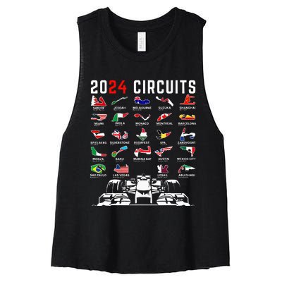 2024 Formula Racing Track Formula Race Formula Car Fan Women's Racerback Cropped Tank