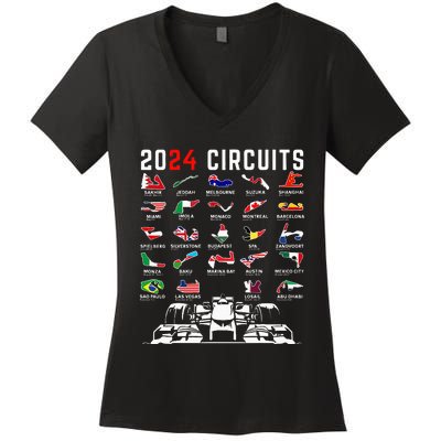 2024 Formula Racing Track Formula Race Formula Car Fan Women's V-Neck T-Shirt