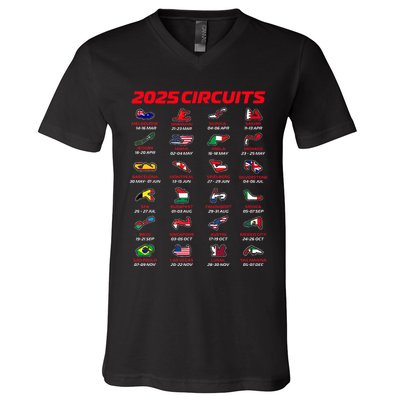 2025 Formula Racing Track Circuits 2025 V-Neck T-Shirt