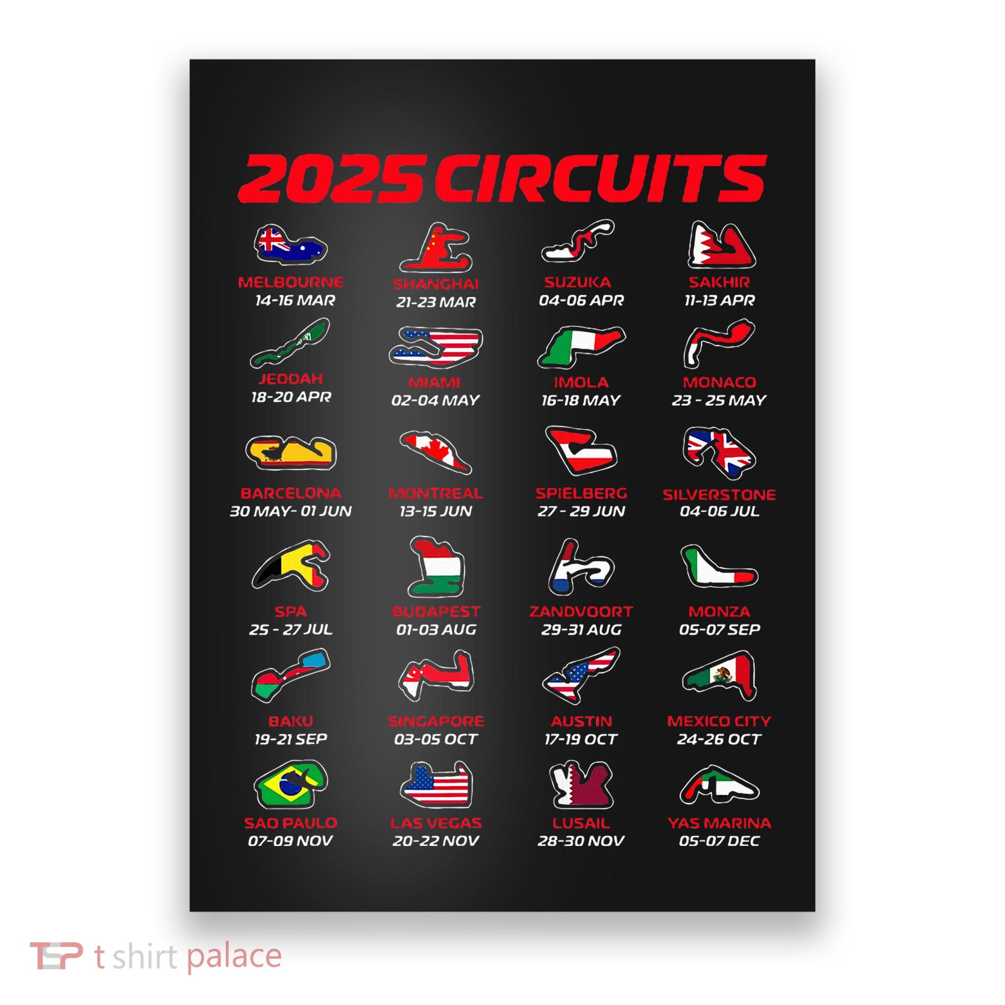 2025 Formula Racing Track Circuits 2025 Poster