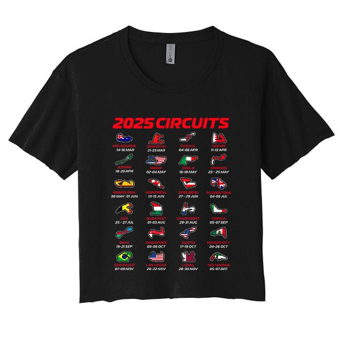 2025 Formula Racing Track Circuits 2025 Women's Crop Top Tee