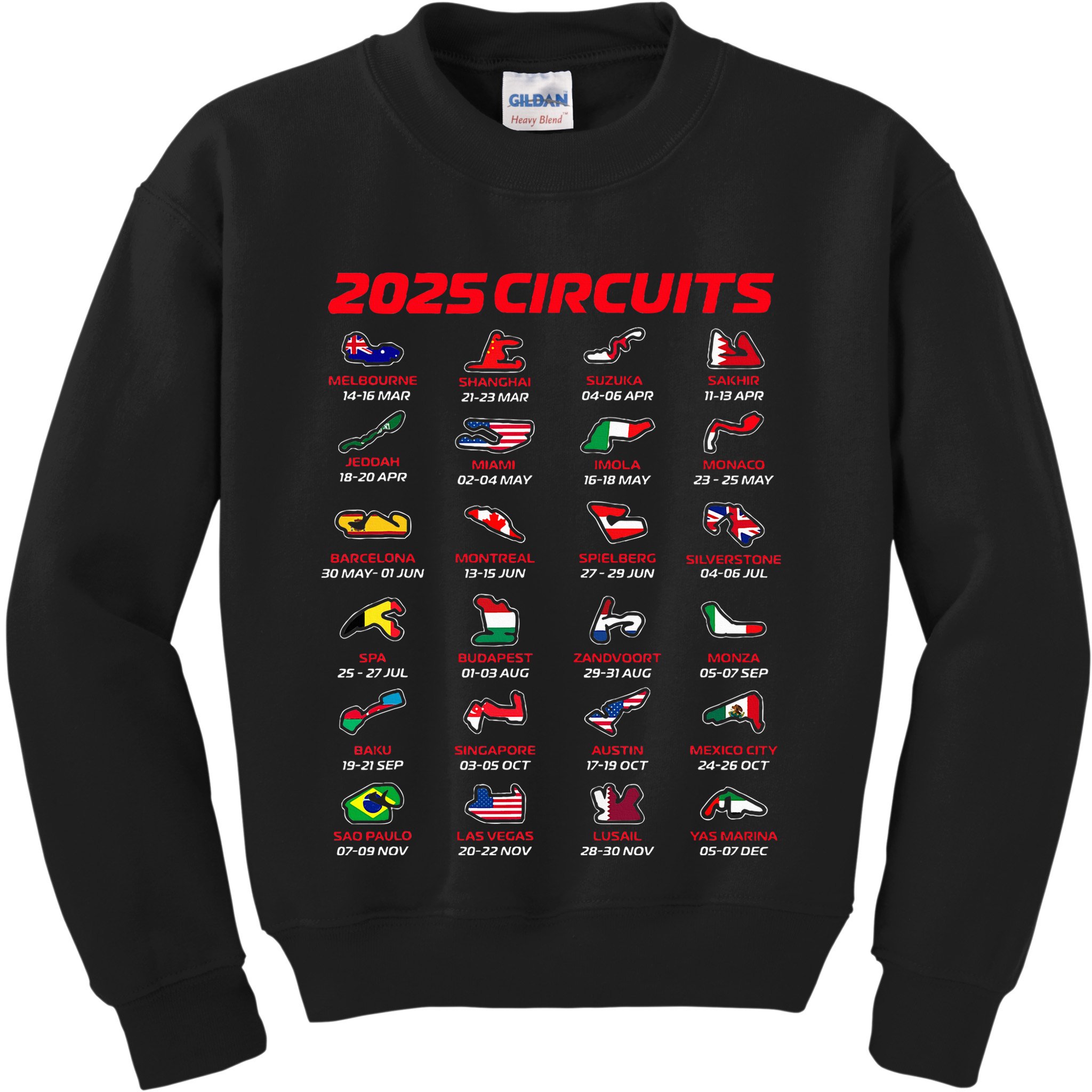 2025 Formula Racing Track Circuits 2025 Kids Sweatshirt