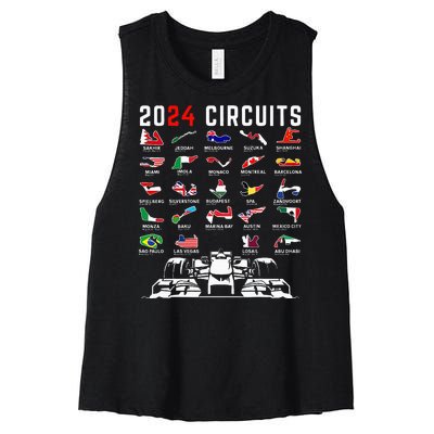 2024 Formula Racing Track Formula Race Formula Car Fan Women's Racerback Cropped Tank