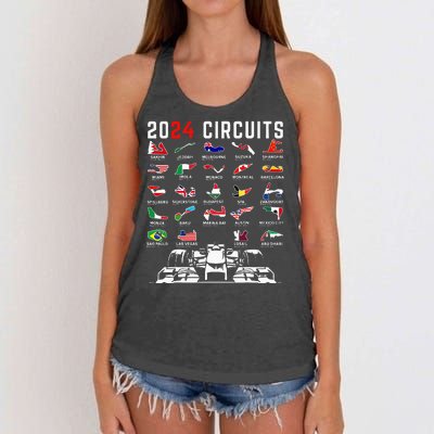 2024 Formula Racing Track Formula Race Formula Car Fan Women's Knotted Racerback Tank