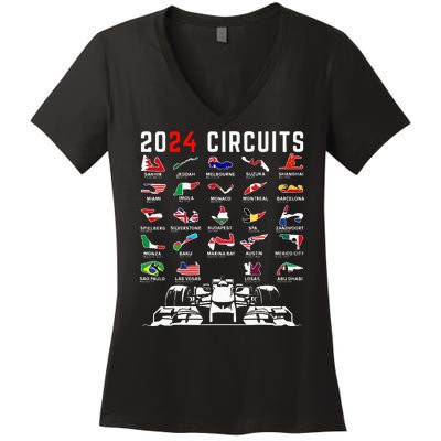 2024 Formula Racing Track Formula Race Formula Car Fan Women's V-Neck T-Shirt