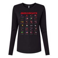 2025 Formula Racing Track Formula Race Circuits 2025 Womens Cotton Relaxed Long Sleeve T-Shirt