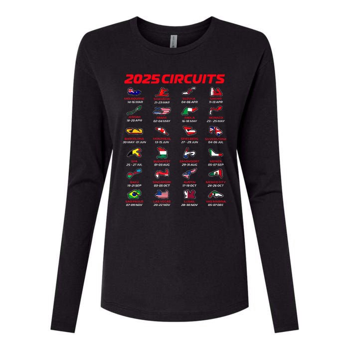 2025 Formula Racing Track Formula Race Circuits 2025 Womens Cotton Relaxed Long Sleeve T-Shirt