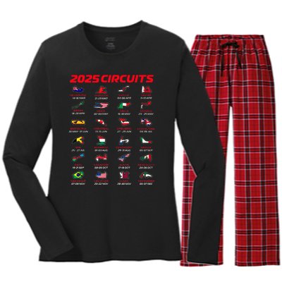 2025 Formula Racing Track Formula Race Circuits 2025 Women's Long Sleeve Flannel Pajama Set 