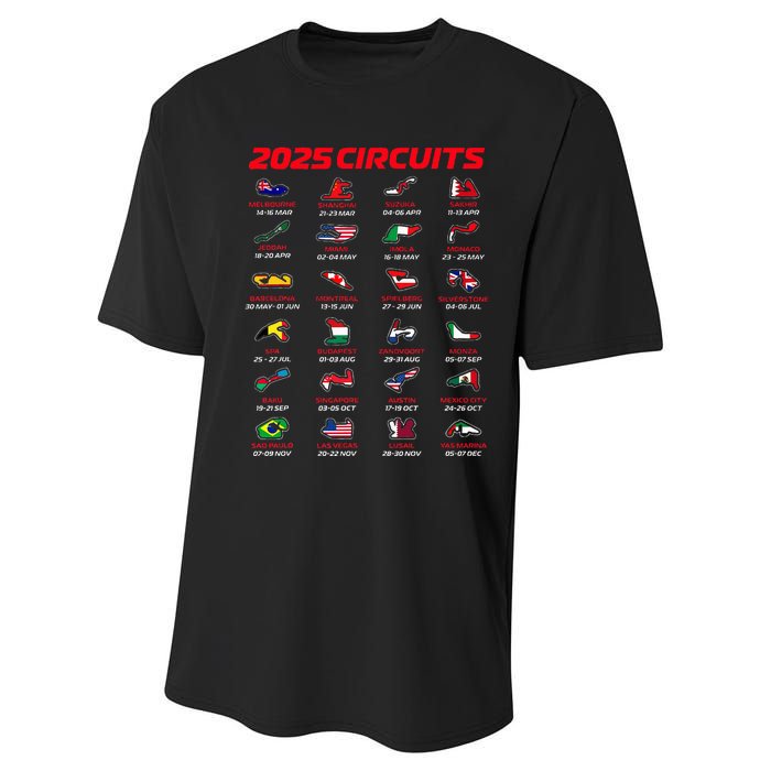 2025 Formula Racing Track Formula Race Circuits 2025 Performance Sprint T-Shirt